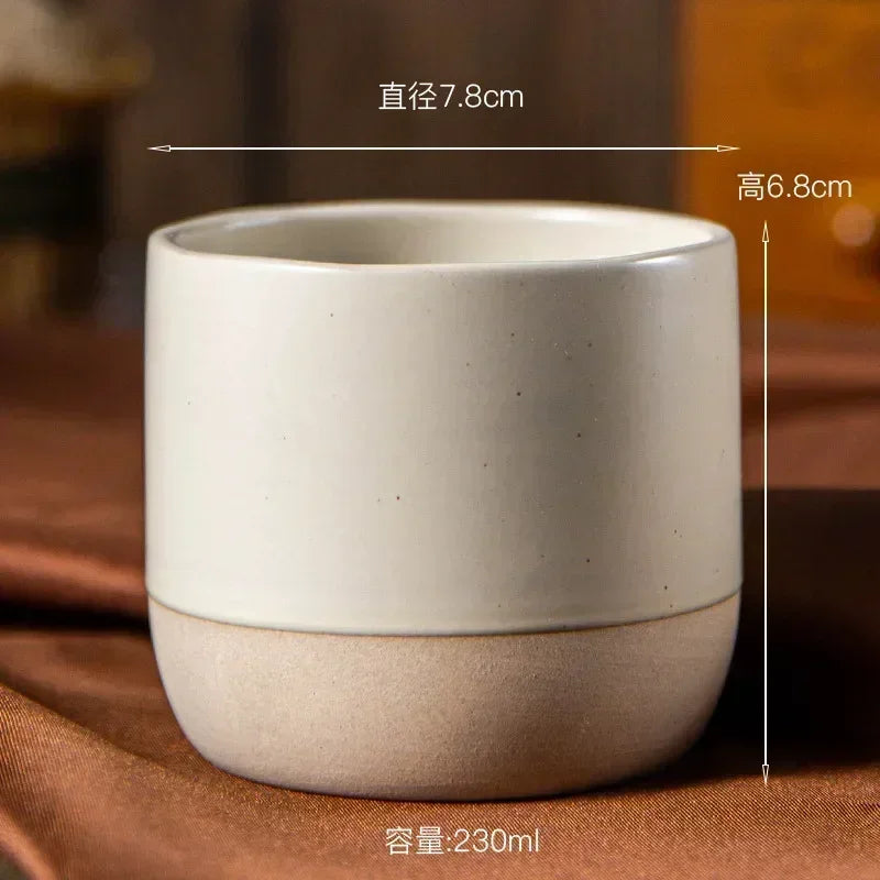 Ceramic Coffee Cup Vintage Coarse Pottery Water Cup 100ml 180ml 230ml Japan Tea Mugs Stoneware Espresso for Restaurants Hotels
