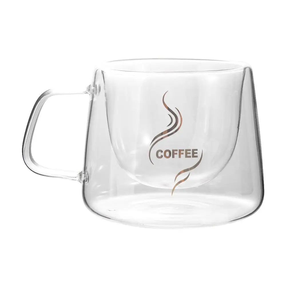 Drinkware 200ml Coffee Mug Transparent Heat-resistant Espresso Cup with Handle Double Wall Glass Home