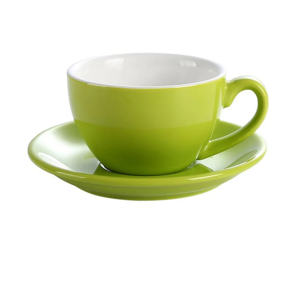 Kitchen Drinkware 220ml Ceramic Coffee Cup Solid Color European Style Cappuccino Cup with Base Tea Cup Espresso