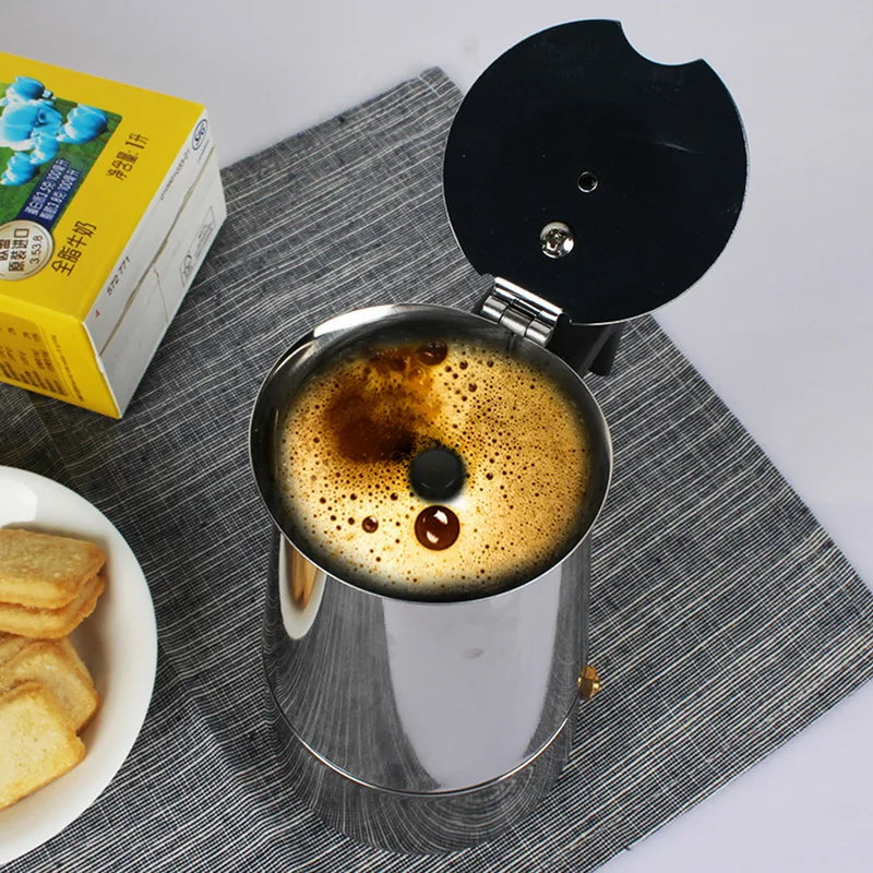 100ml/200ml/300ml/450ml Portable Espresso Coffee Maker Moka Pot Stainless Steel Coffee Brewer Kettle Pot for Pro Barista
