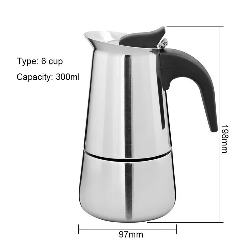 100ml/200ml/300ml/450ml Portable Espresso Coffee Maker Moka Pot Stainless Steel Coffee Brewer Kettle Pot for Pro Barista
