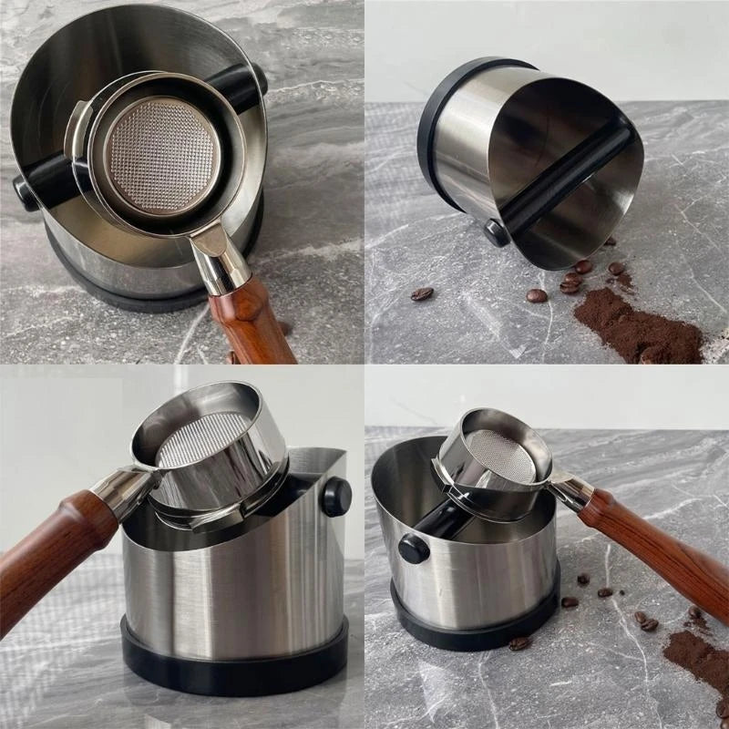 Coffee Knocks Box with Beveled Design and Rubber Rings Coffee Ground Bin for Stable and Quiet Use in Kitchens D2RD