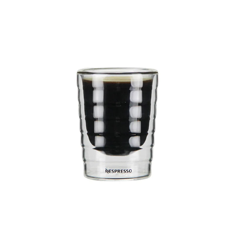 85ml Double Wall Coffee Cup Stackable Double Wall Insulated Clear Glass Cup Perfect for Espresso Machines and Beverages