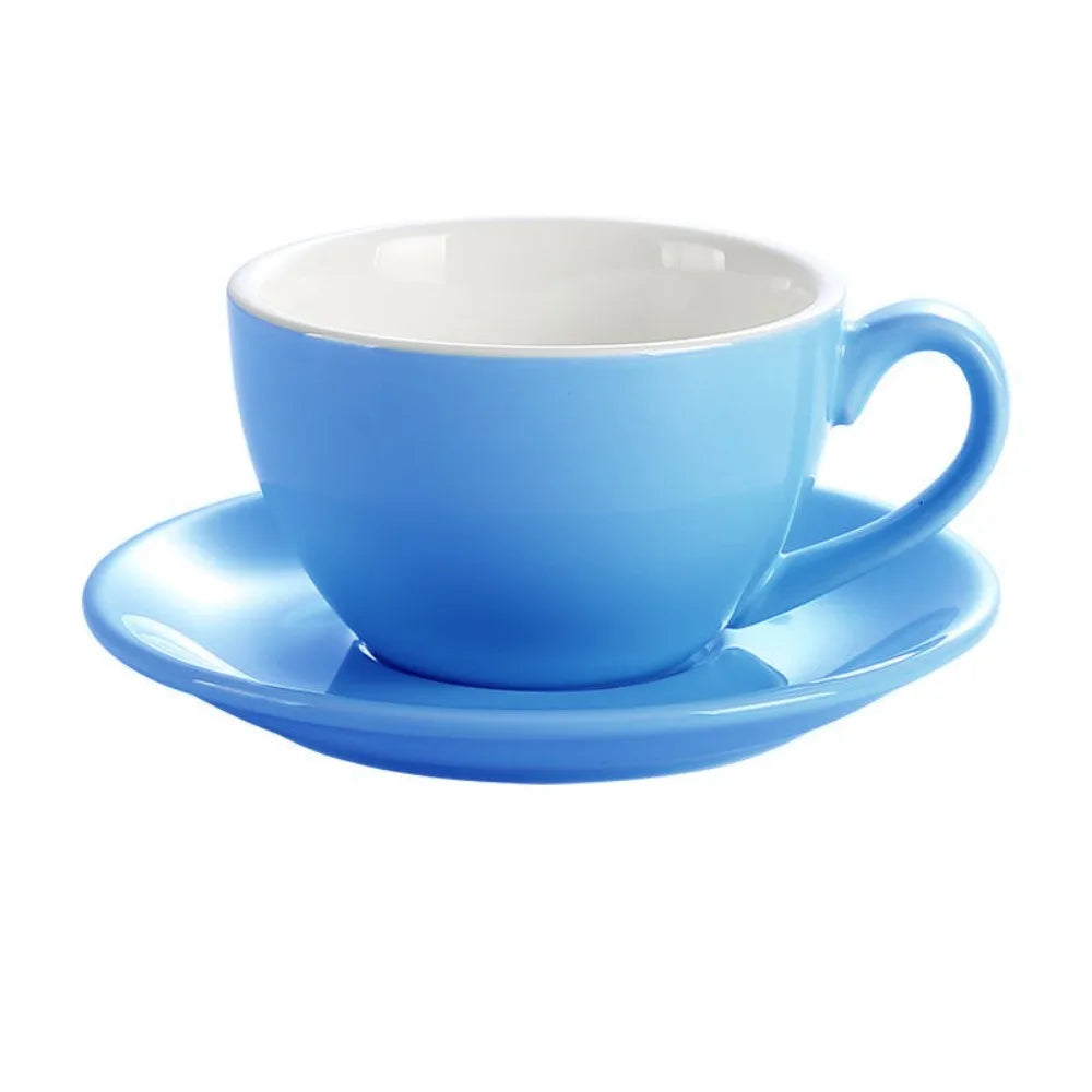 Kitchen Drinkware 220ml Ceramic Coffee Cup Solid Color European Style Cappuccino Cup with Base Tea Cup Espresso