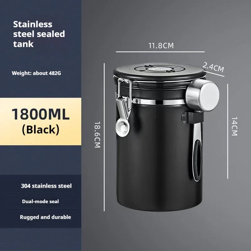 Coffee Container Preserves Freshness with Scoop and Date Tracker Lid with Co2 Valve Coffee Bean Food Storage Canister