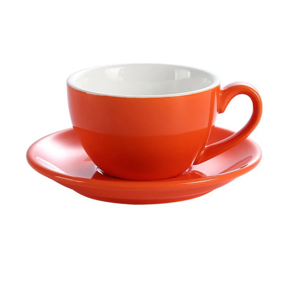 Kitchen Drinkware 220ml Ceramic Coffee Cup Solid Color European Style Cappuccino Cup with Base Tea Cup Espresso