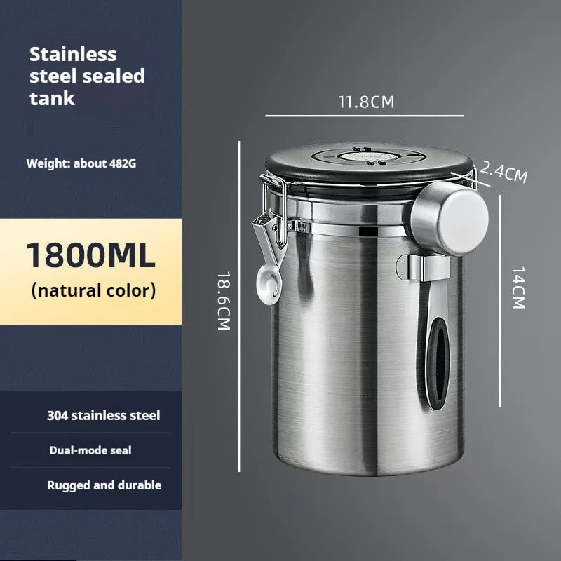 Coffee Container Preserves Freshness with Scoop and Date Tracker Lid with Co2 Valve Coffee Bean Food Storage Canister