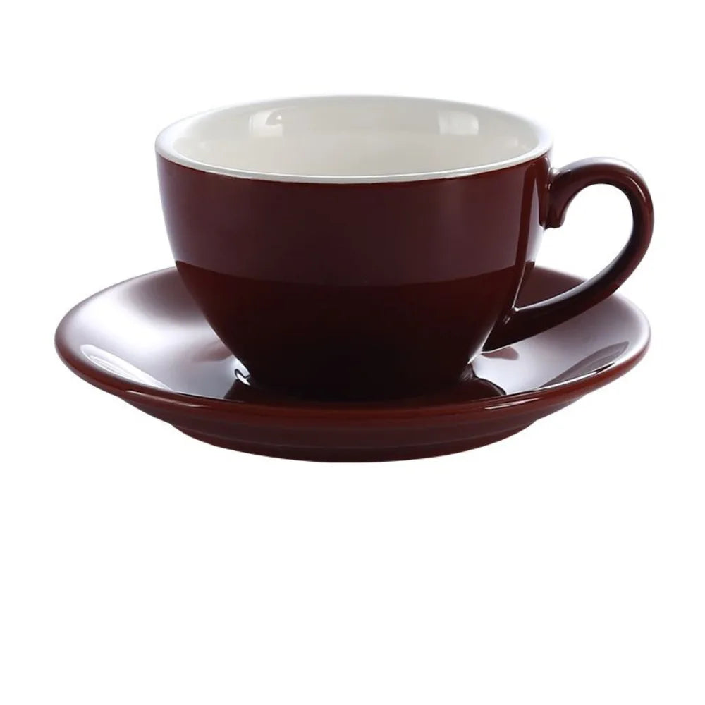 Kitchen Drinkware 220ml Ceramic Coffee Cup Solid Color European Style Cappuccino Cup with Base Tea Cup Espresso