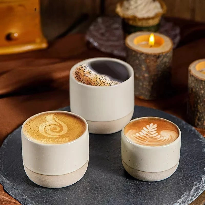 Ceramic Coffee Cup Vintage Coarse Pottery Water Cup 100ml 180ml 230ml Japan Tea Mugs Stoneware Espresso for Restaurants Hotels