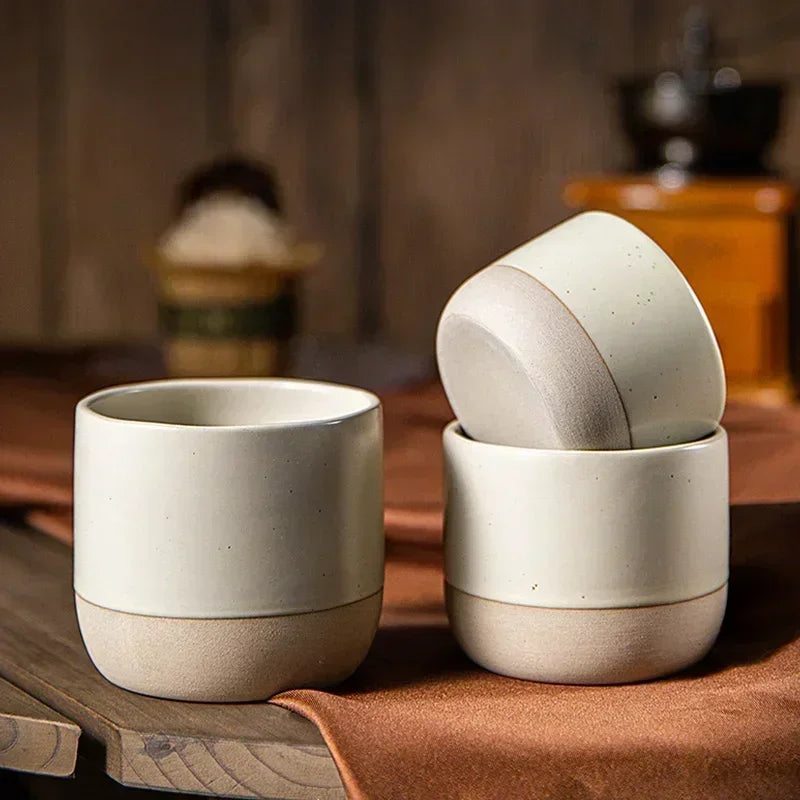 Ceramic Coffee Cup Vintage Coarse Pottery Water Cup 100ml 180ml 230ml Japan Tea Mugs Stoneware Espresso for Restaurants Hotels