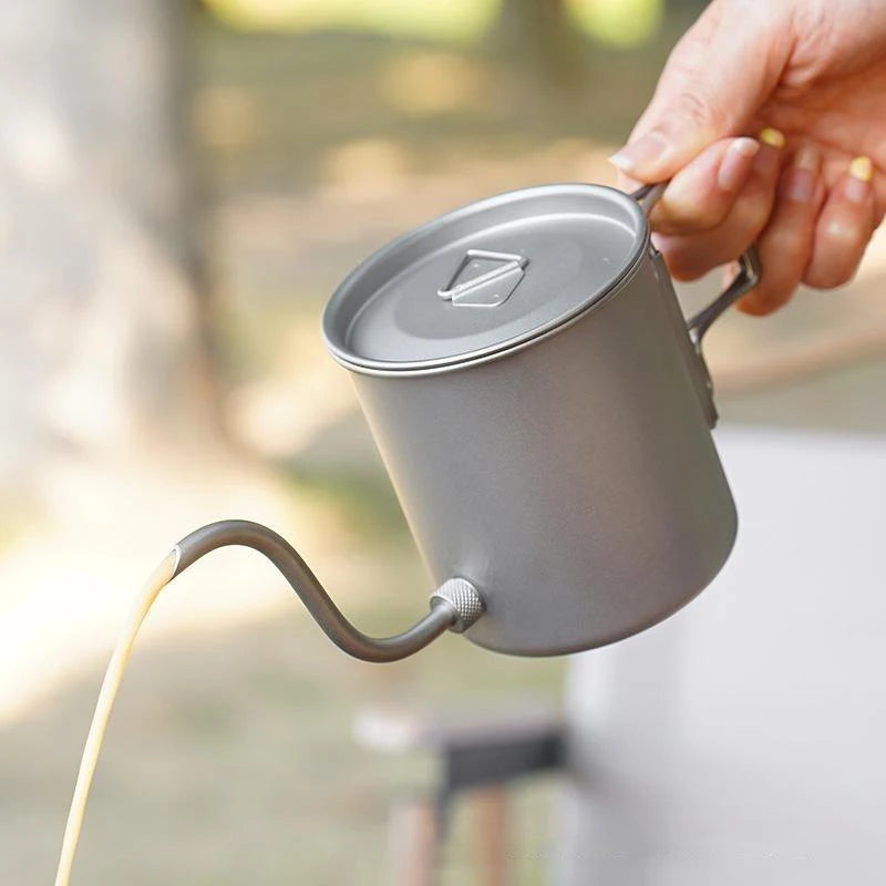 Gooseneck Pour Over Coffee Kettle Foldable Handle Ultra Light Drip Coffee Compatible for Camping Hiking Travel
