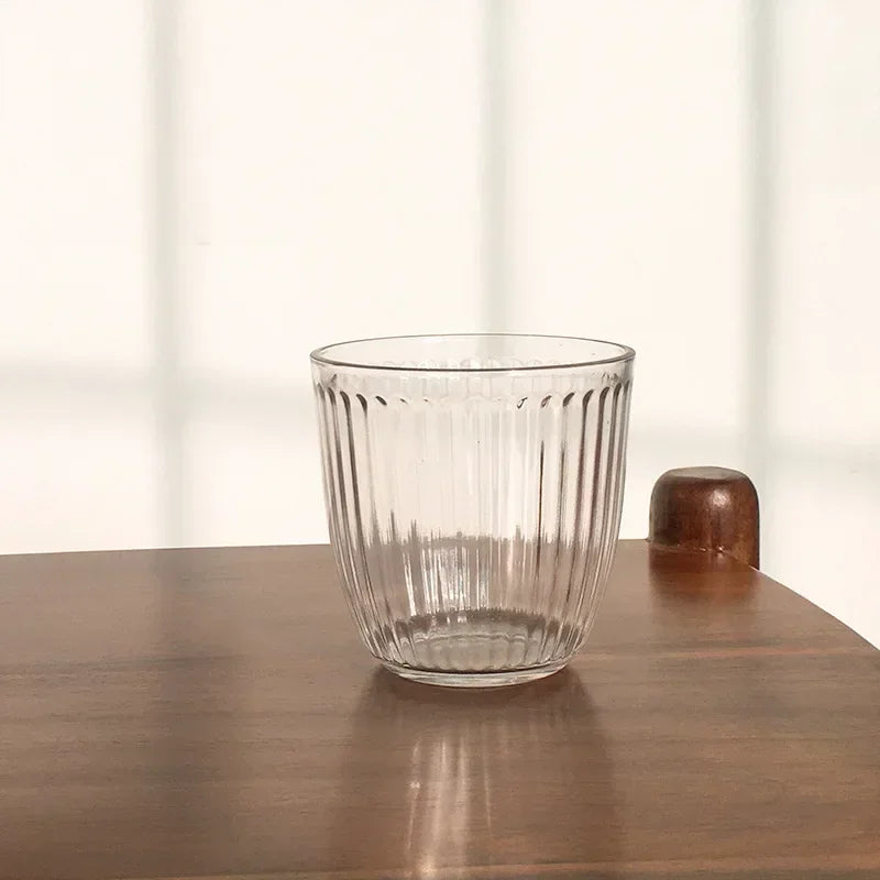 250ml/360ml Coffee Mugs Cafe Vintage Striped Cups Transparent Glass Latte Iced Coffee Cup Cold Extract Mocha Classic Drinkware