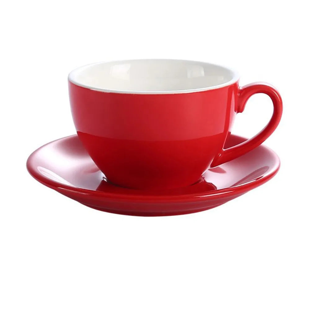 Kitchen Drinkware 220ml Ceramic Coffee Cup Solid Color European Style Cappuccino Cup with Base Tea Cup Espresso