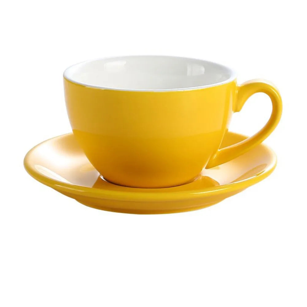 Kitchen Drinkware 220ml Ceramic Coffee Cup Solid Color European Style Cappuccino Cup with Base Tea Cup Espresso