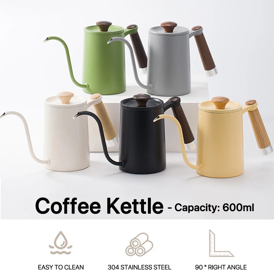 Stainless Steel Gooseneck Pour Over Coffee Kettle, Narrow Long Spout, Hand Drip Kettle, Coffee Accessories, 420ml, 650ml