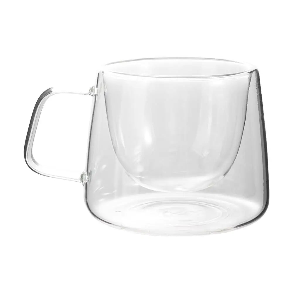 Drinkware 200ml Coffee Mug Transparent Heat-resistant Espresso Cup with Handle Double Wall Glass Home