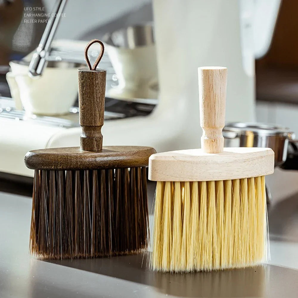 Coffee Machine Cleaning Brush Solid Wood Bowl Coffee Brush Coffee Grounds Powder Broom Cleaning Brush Barista Accessories