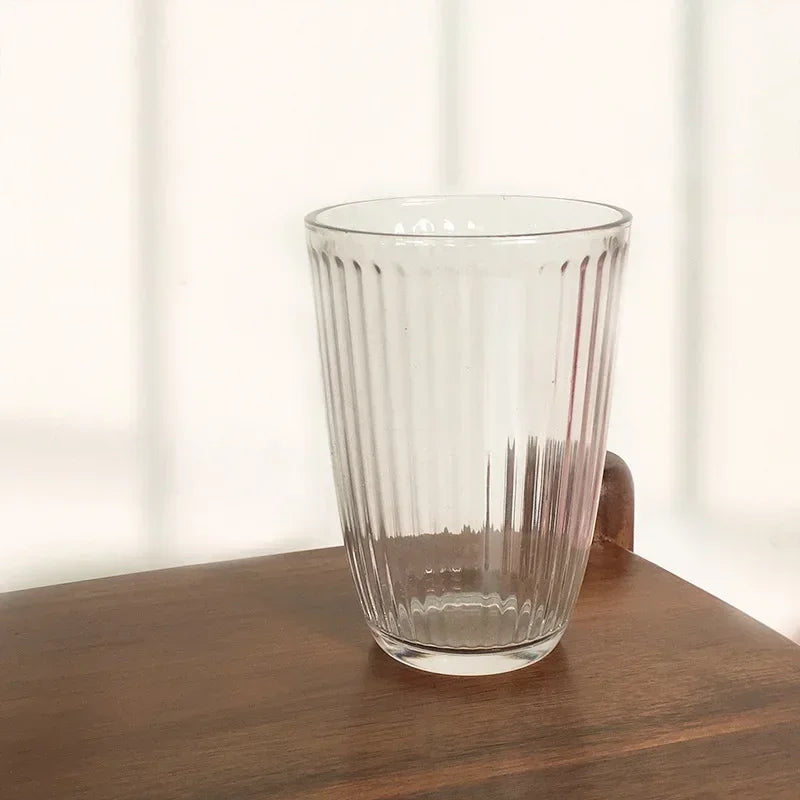 250ml/360ml Coffee Mugs Cafe Vintage Striped Cups Transparent Glass Latte Iced Coffee Cup Cold Extract Mocha Classic Drinkware