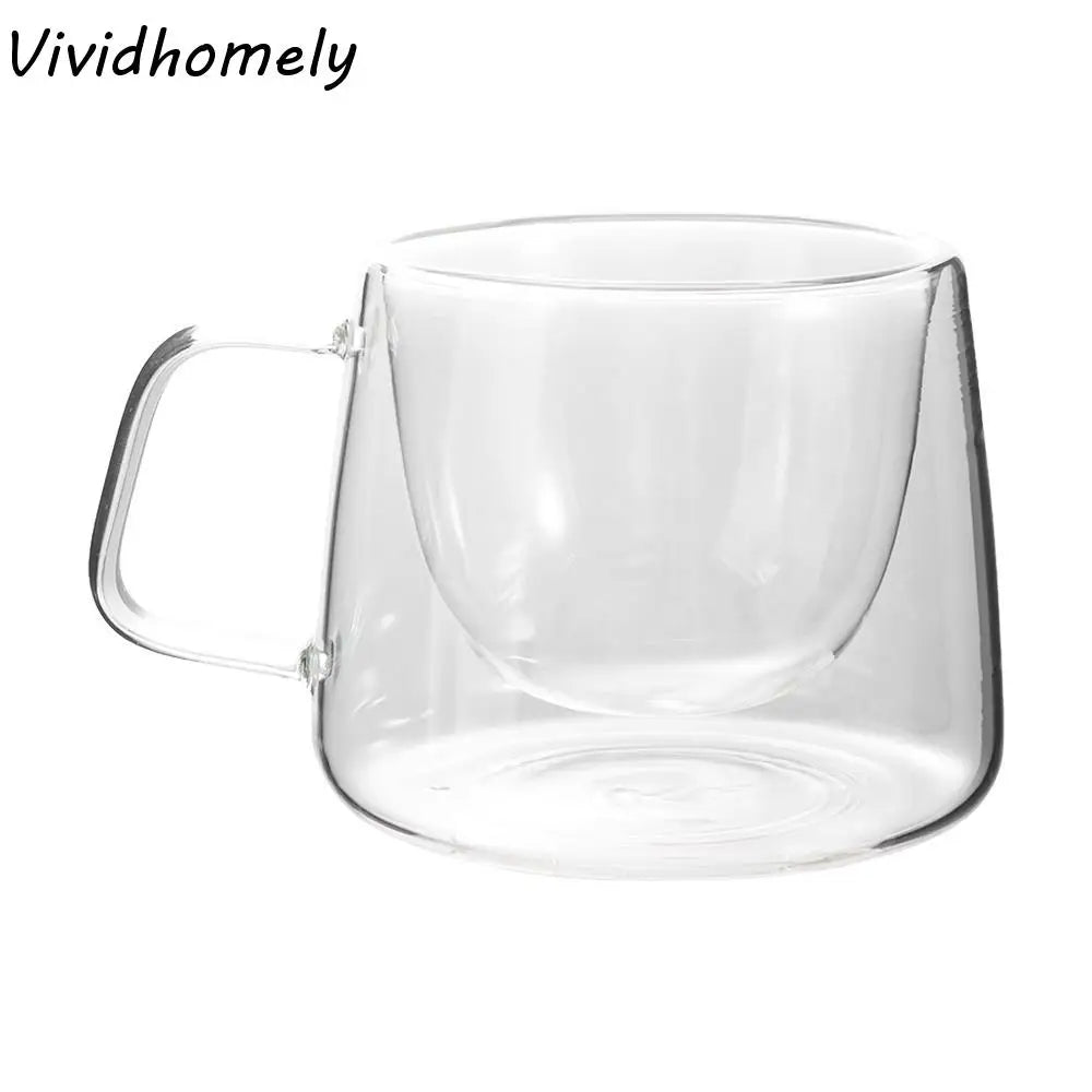 Drinkware 200ml Coffee Mug Transparent Heat-resistant Espresso Cup with Handle Double Wall Glass Home