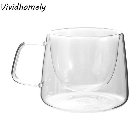 Drinkware 200ml Coffee Mug Transparent Heat-resistant Espresso Cup with Handle Double Wall Glass Home