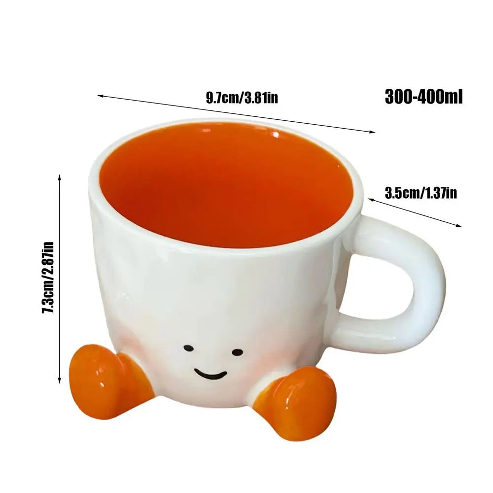 Coffee Mug Ceramic Water Cup with Feet Cute Decorative Coffee Beverage Mug  Office Water Handgrip Cup Kitchen Party Drinkware