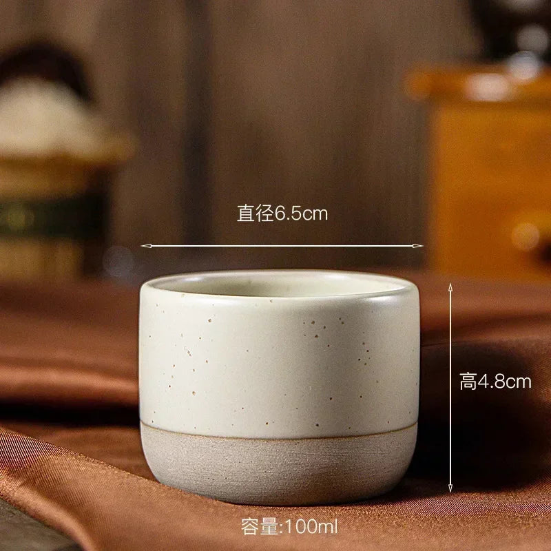 Ceramic Coffee Cup Vintage Coarse Pottery Water Cup 100ml 180ml 230ml Japan Tea Mugs Stoneware Espresso for Restaurants Hotels