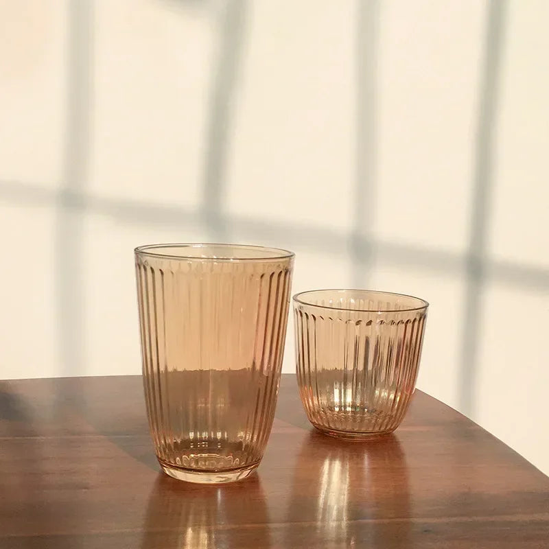 250ml/360ml Coffee Mugs Cafe Vintage Striped Cups Transparent Glass Latte Iced Coffee Cup Cold Extract Mocha Classic Drinkware