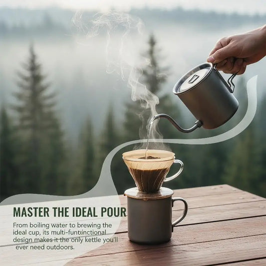 Gooseneck Pour Over Coffee Kettle Foldable Handle Ultra Light Drip Coffee Compatible for Camping Hiking Travel