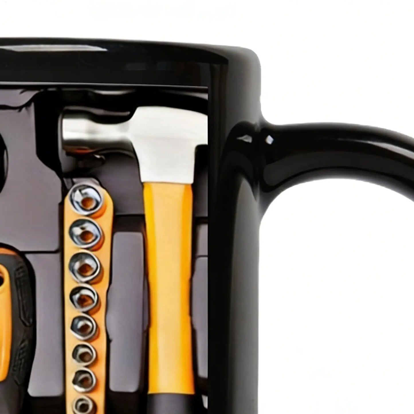 Coffee Cup Toolbox Themed C-Shaped Handle Mechanic's Toolbox Mug for Husband Dad Birthday Christmas Thanksgiving Cappuccino