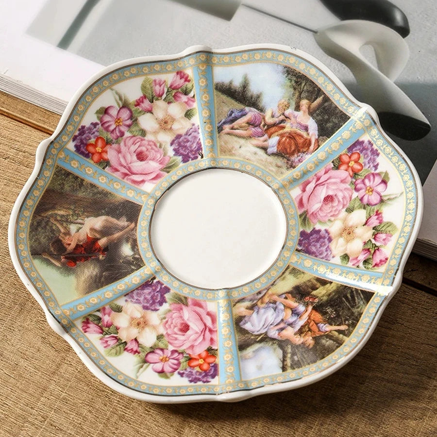 Coffee Cup and Saucer Set Ceramic Retro Seasons Flower Coffee Mug Euro Phnom Penh Latte, Espresso Cup Porcelain Drinkware Gift