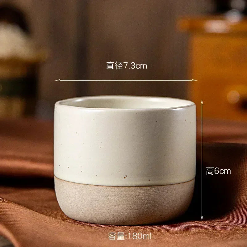 Ceramic Coffee Cup Vintage Coarse Pottery Water Cup 100ml 180ml 230ml Japan Tea Mugs Stoneware Espresso for Restaurants Hotels