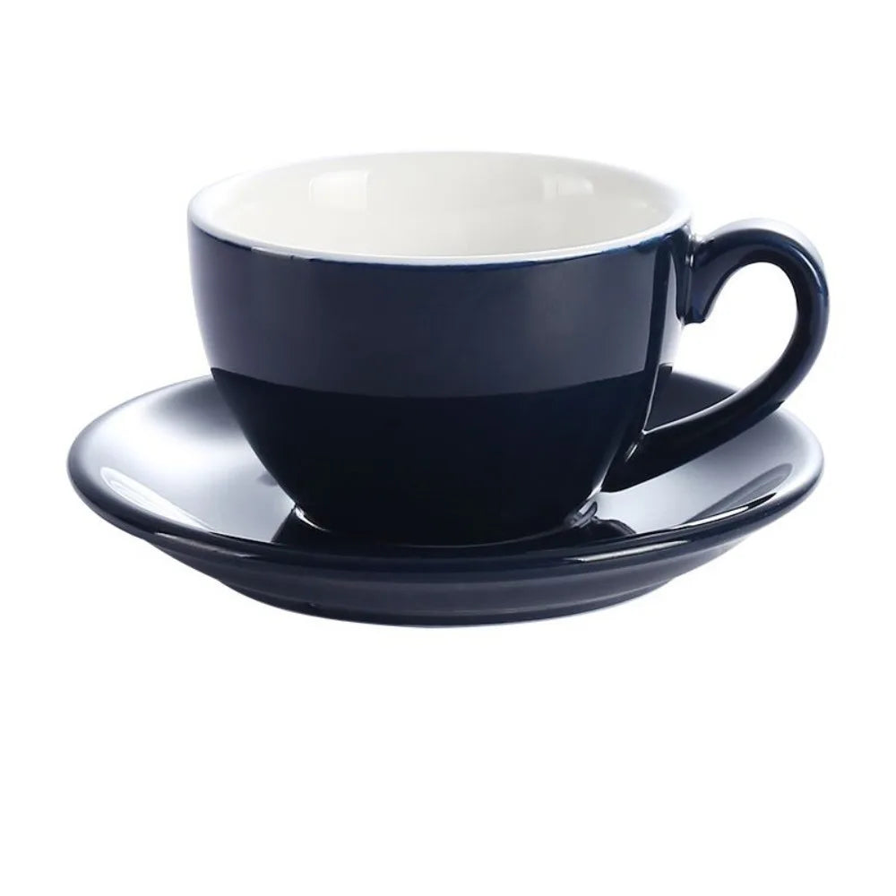 Kitchen Drinkware 220ml Ceramic Coffee Cup Solid Color European Style Cappuccino Cup with Base Tea Cup Espresso