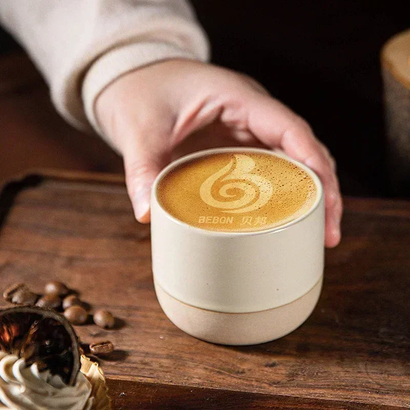 Ceramic Coffee Cup Vintage Coarse Pottery Water Cup 100ml 180ml 230ml Japan Tea Mugs Stoneware Espresso for Restaurants Hotels