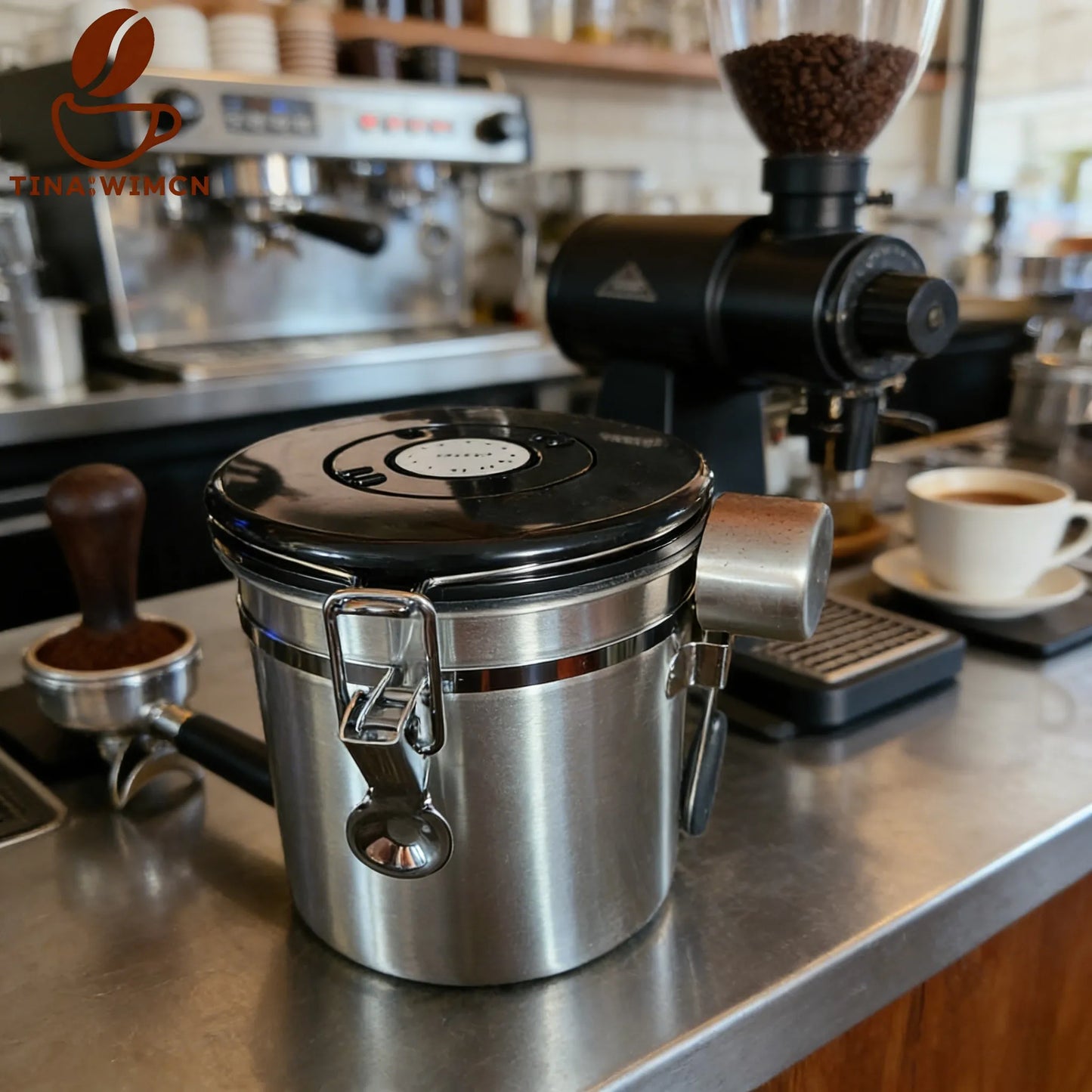 Coffee Container Preserves Freshness with Scoop and Date Tracker Lid with Co2 Valve Coffee Bean Food Storage Canister