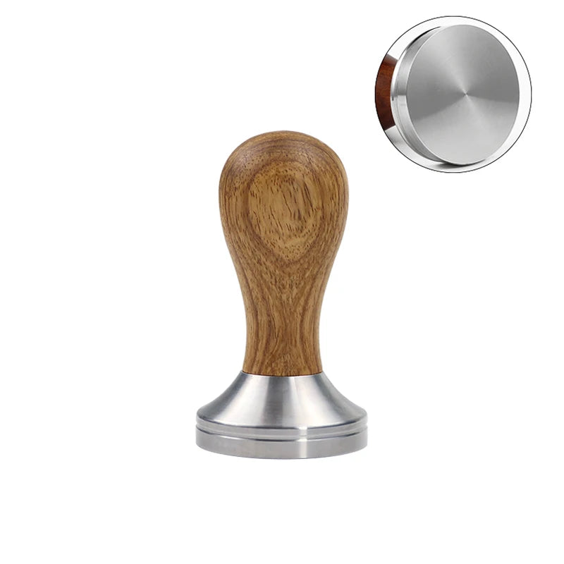 Coffee Tamper 41mm 49mm 51mm 53mm 57.5mm 58.35mm Wooden Handle Stainless Steel Delonghi Breville Barista Espresso Accessories