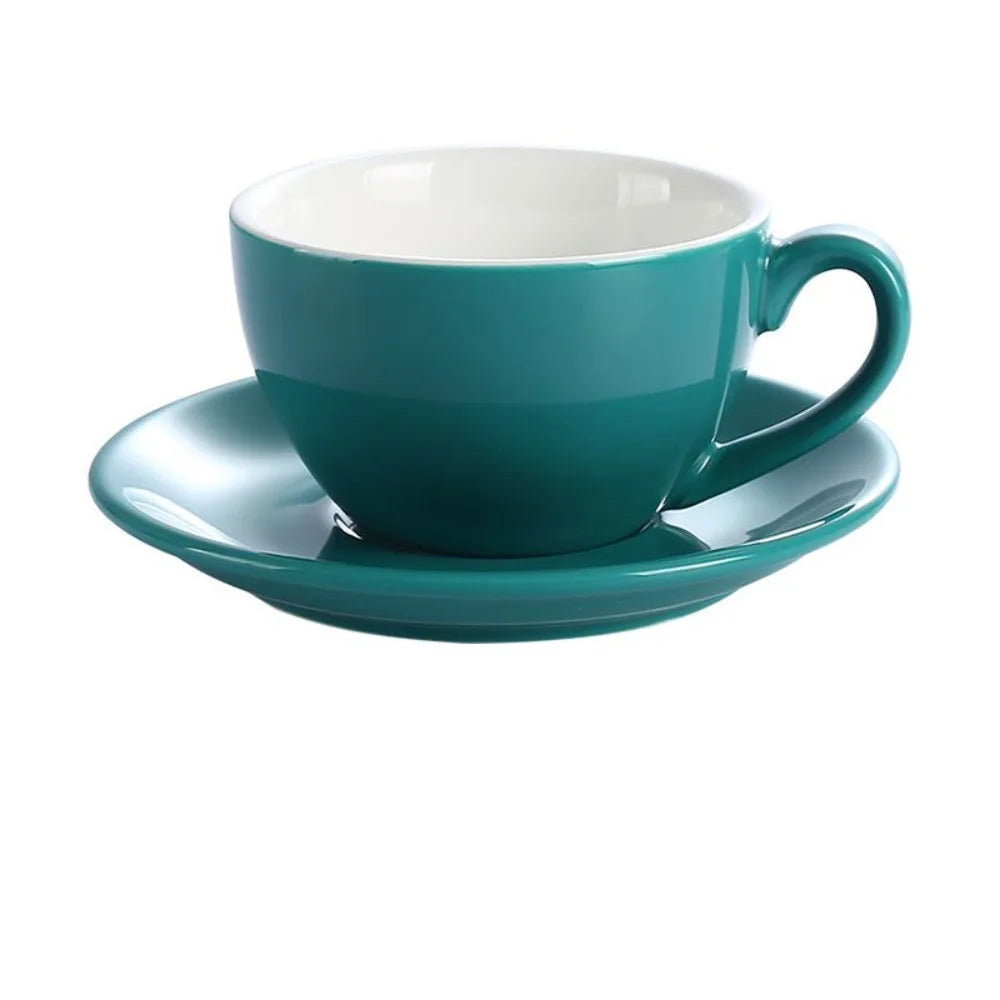 Kitchen Drinkware 220ml Ceramic Coffee Cup Solid Color European Style Cappuccino Cup with Base Tea Cup Espresso