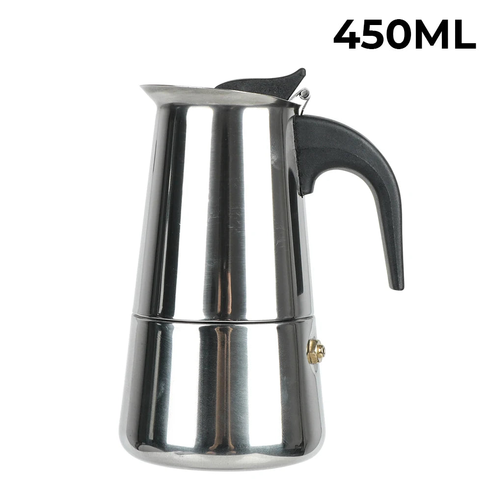 Coffee Maker Pot Mocha Espresso Latte Stovetop Filter Moka Coffee Maker 2/4/6/9 Cups Stainless Steel Coffee Pot for Kitchen