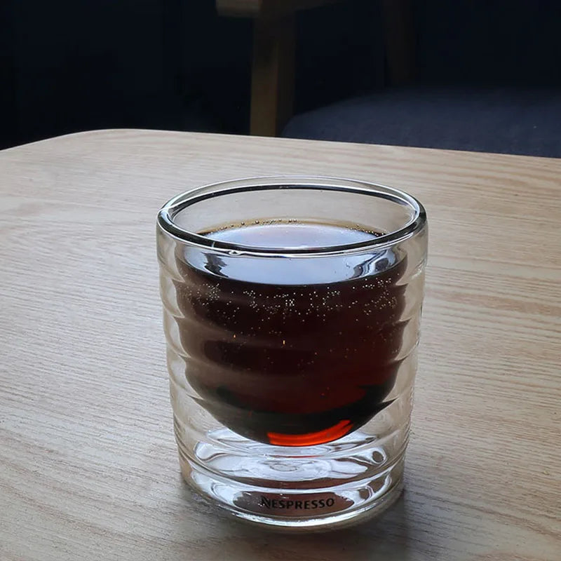 85ml Double Wall Coffee Cup Stackable Double Wall Insulated Clear Glass Cup Perfect for Espresso Machines and Beverages