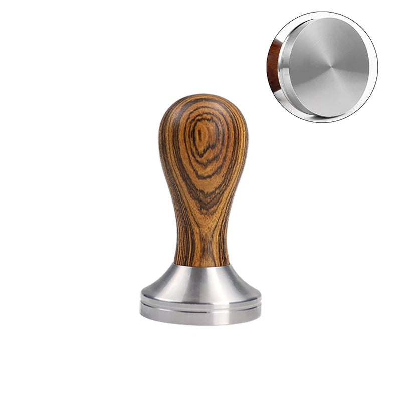 Coffee Tamper 41mm 49mm 51mm 53mm 57.5mm 58.35mm Wooden Handle Stainless Steel Delonghi Breville Barista Espresso Accessories