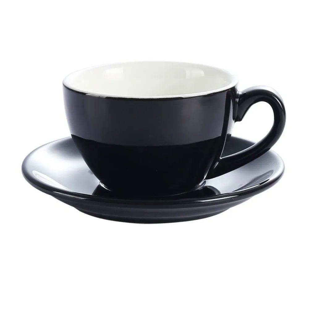 Kitchen Drinkware 220ml Ceramic Coffee Cup Solid Color European Style Cappuccino Cup with Base Tea Cup Espresso