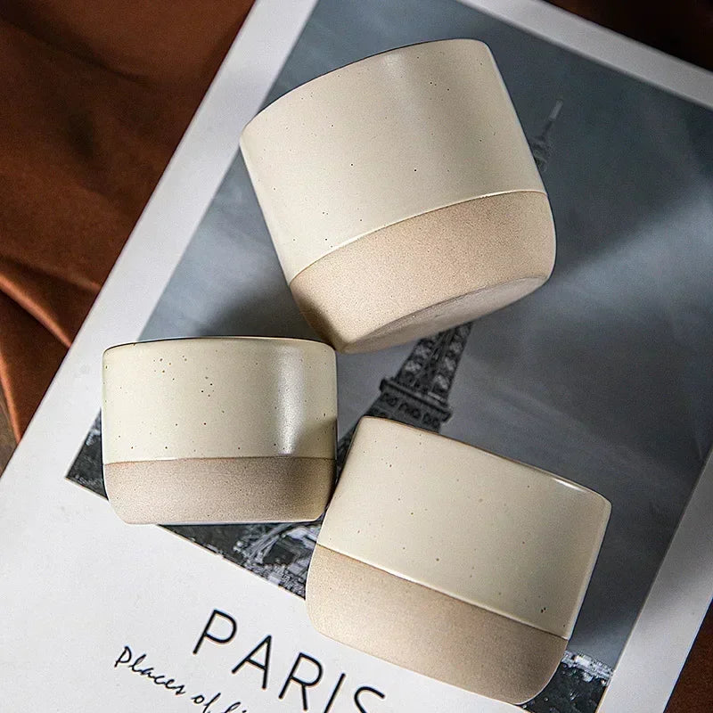 Ceramic Coffee Cup Vintage Coarse Pottery Water Cup 100ml 180ml 230ml Japan Tea Mugs Stoneware Espresso for Restaurants Hotels