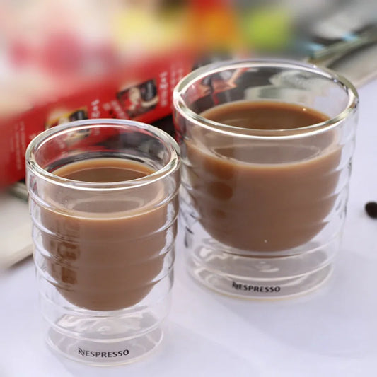 85ml Double Wall Coffee Cup Stackable Double Wall Insulated Clear Glass Cup Perfect for Espresso Machines and Beverages