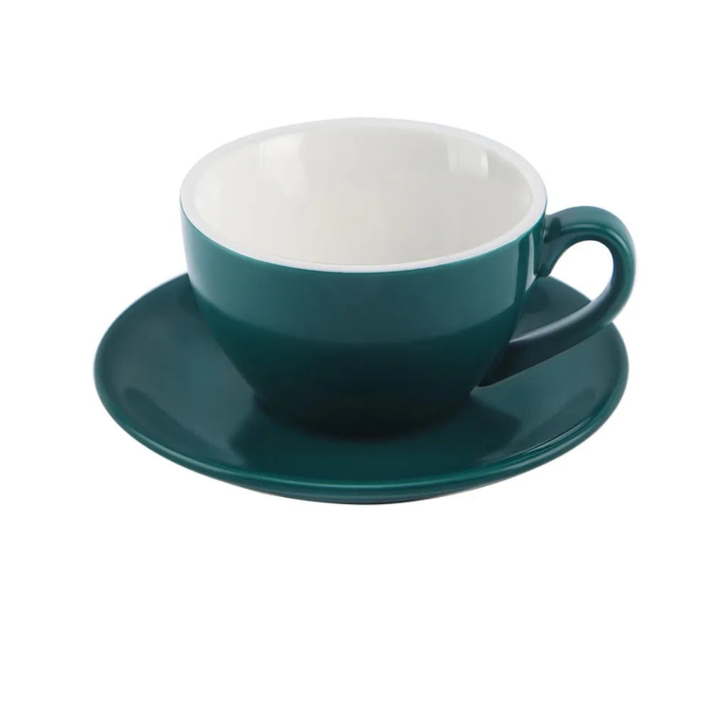 Kitchen Drinkware 220ml Ceramic Coffee Cup Solid Color European Style Cappuccino Cup with Base Tea Cup Espresso