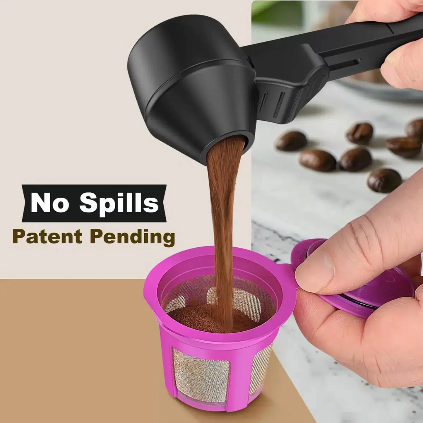 Coffee Scoop With Funnel Adjustable Sliding Measuring Spoon For Ground Coffee Protein Formula, Home Kitchen RV Travel