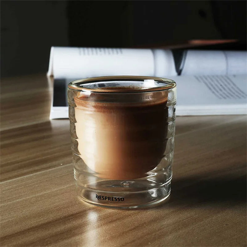 85ml Double Wall Coffee Cup Stackable Double Wall Insulated Clear Glass Cup Perfect for Espresso Machines and Beverages